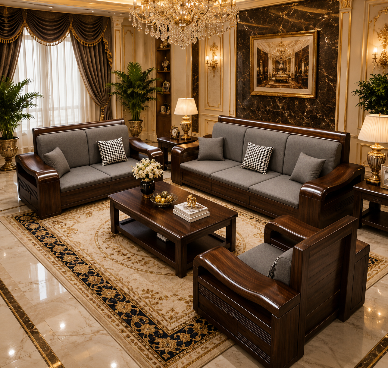 Wooden Sofa Set