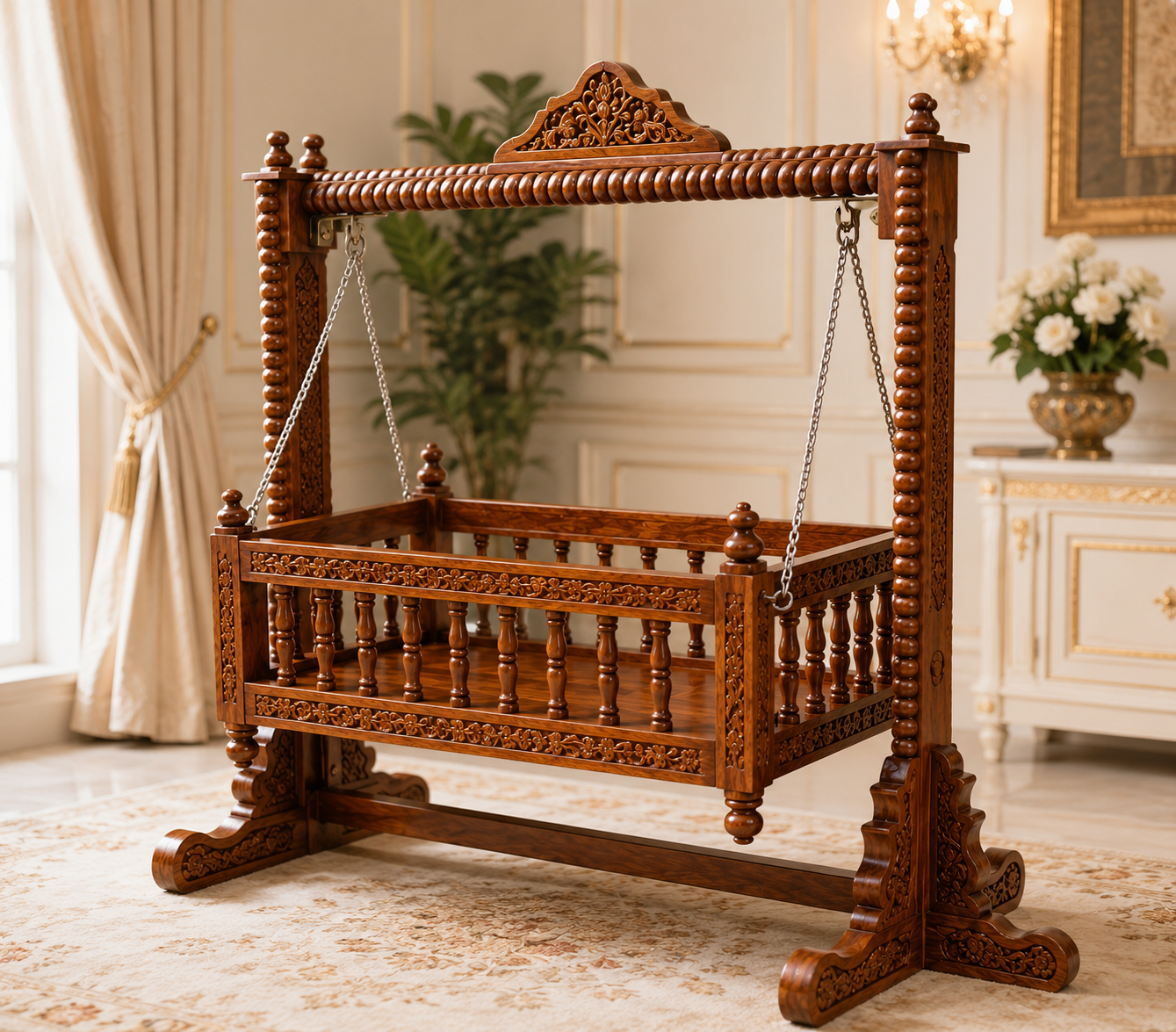 Wooden Baby Cradle Swing