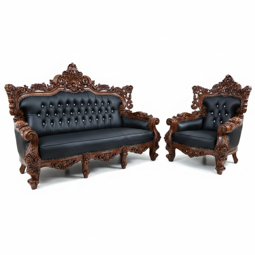 Wooden Maharaja Sofa Set with Center Table