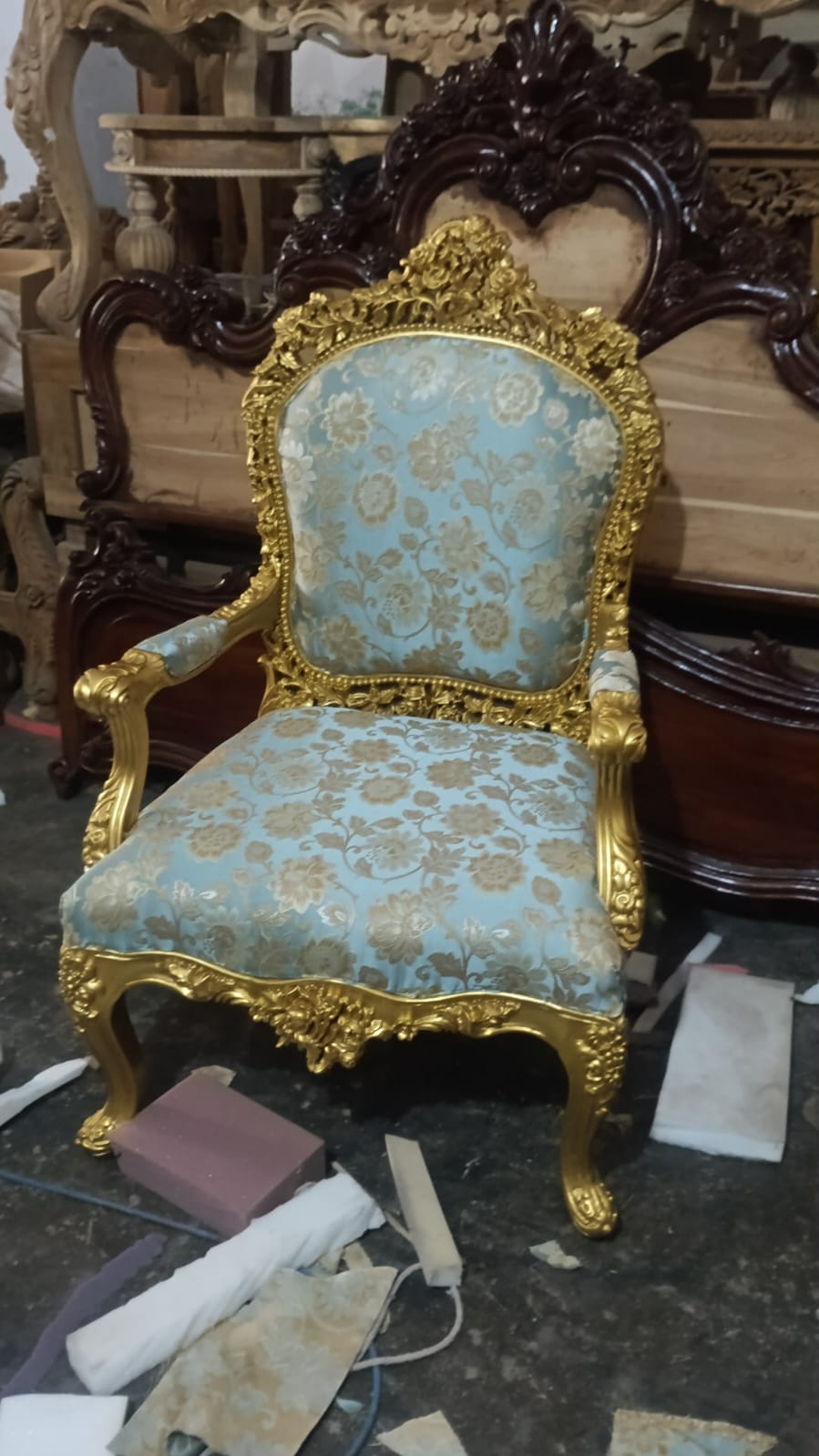 Royal Carved Solid Wood Accent Armchair