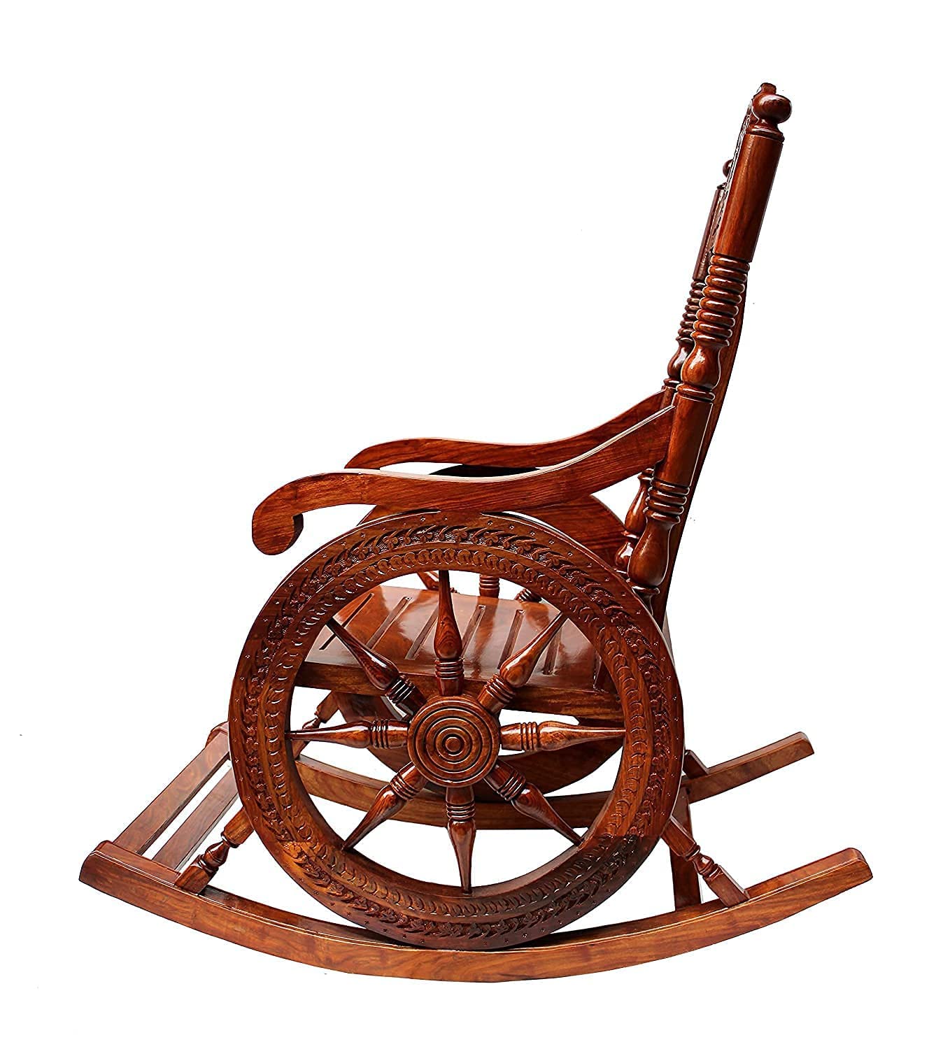 aditional handcrafted wooden rocking chair