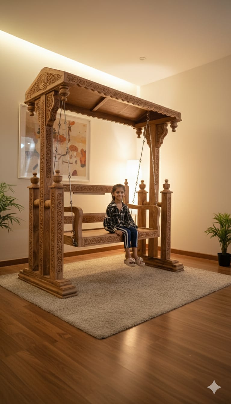 wooden baby cradle