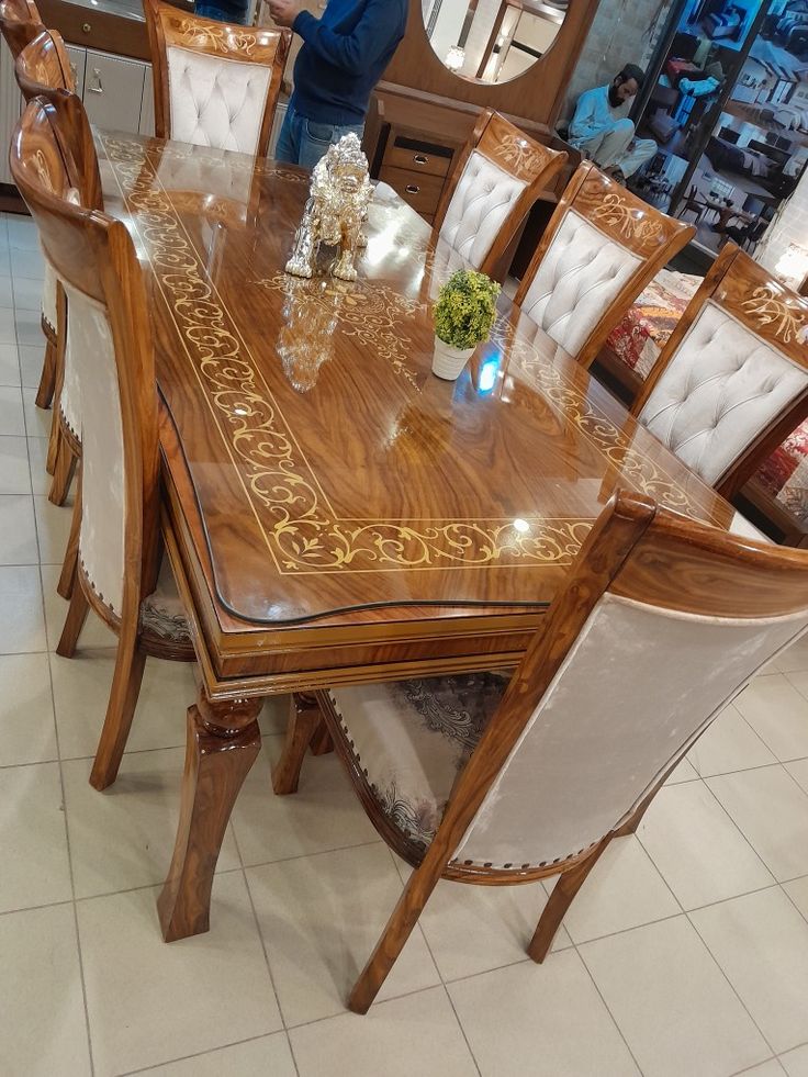 Luxury Solid Wood Dining Table with Handcrafted