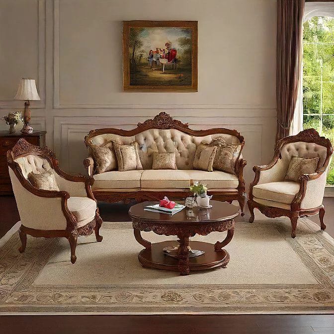 Luxury Wooden Sofa Set