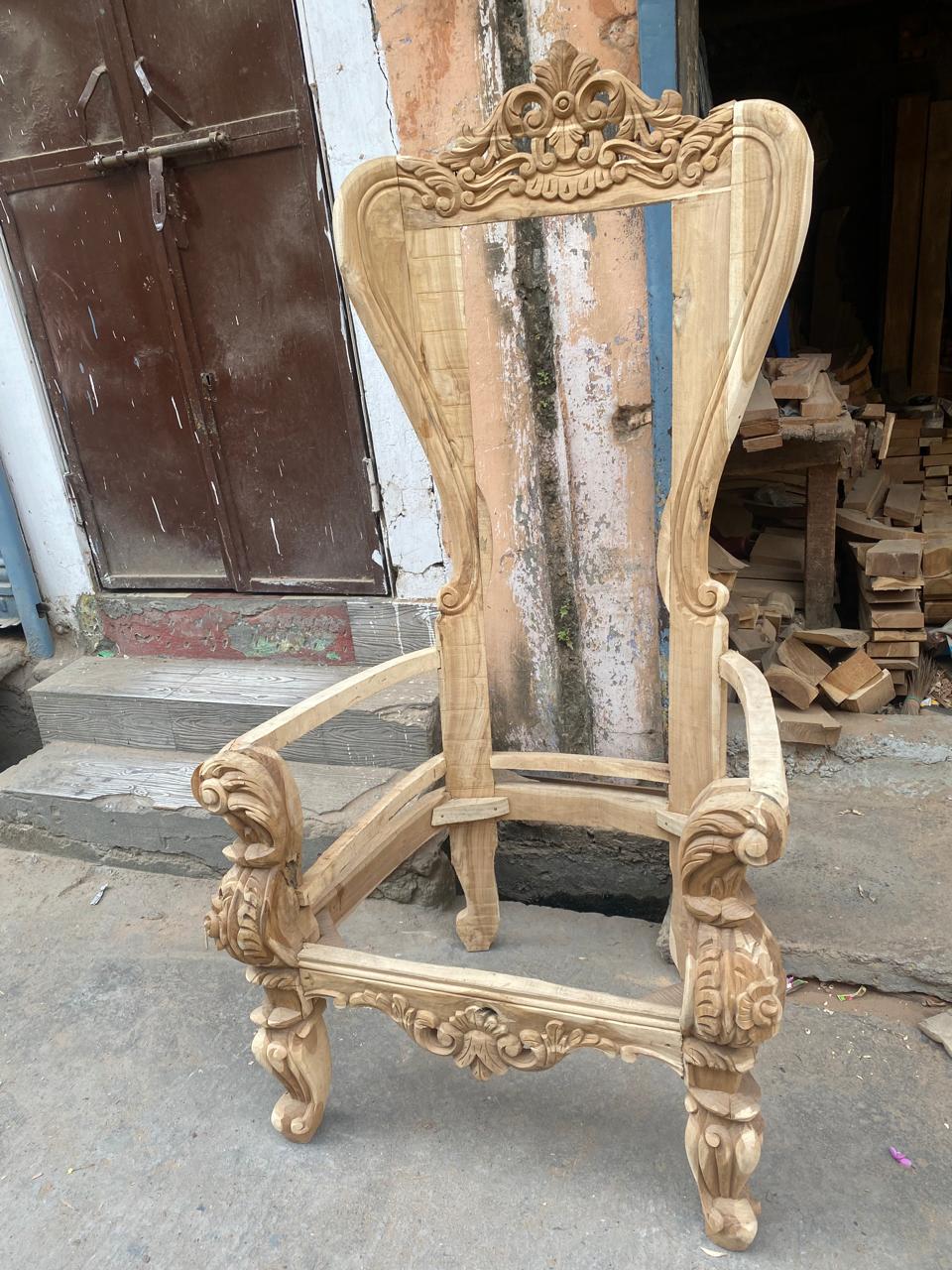 Wooden High Back Chair