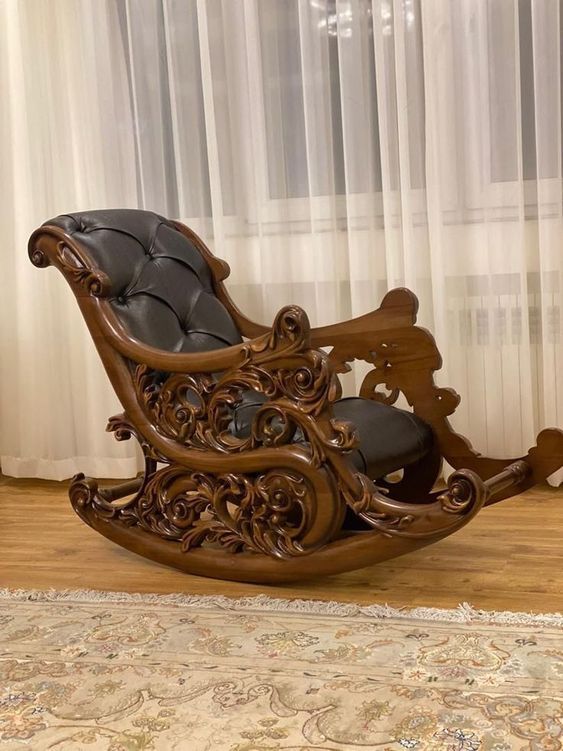Carved Luxury Wooden Rocking Chair